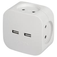 ЭРА Б0049532 Разветвитель электрический SP-4-USB-W на 4 розетки 220V + 2xUSB 2400mA, без заземл 10А (белый)