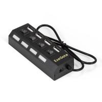 Exegate EX293977RUS USB-Хаб (концентратор) ExeGate DUB-42SW (кабель-адаптер USB2.0 --> 4xUSB2.0, кнопки включения/отключения для каждого порта, Plug&P