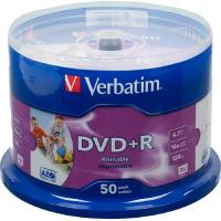 Verbatim  Диски DVD+R  4.7Gb 16-х, Wide Photo InkJet Printable,  50 шт, Cake Box (43512 )