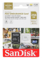 Фото  Micro SecureDigital 256GB SanDisk MAX ENDURANCE + SD Adapter -  / 4K videos, Extreme endurance, up to 100/40 MB/s Read/Write speeds