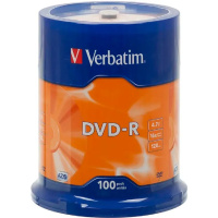 Фото  Verbatim  Диски DVD-R  4.7Gb 16-х, 100 шт, Cake Box (43549)