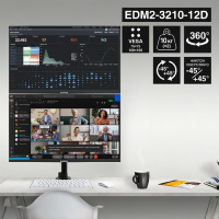 Фото  ExeGate EDM2-3210-12D (VESA 75x75, 100x100, макс.нагрузка 2х10 кг, наклон -45°/+45°, поворот -45°/+45°, регулировка по высоте, цвет черный)