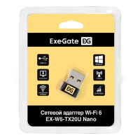 Фото  Exegate EX300391RUS Сетевой адаптер Wi-Fi 6 ExeGate EX-W6-TX20U Nano (Wi-Fi AX (a/b/g/n/ax), 2.4 ГГц до 286 Мбит/с, внутренняя антенна, USB 2.0)