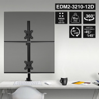 Фото  ExeGate EDM2-3210-12D (VESA 75x75, 100x100, макс.нагрузка 2х10 кг, наклон -45°/+45°, поворот -45°/+45°, регулировка по высоте, цвет черный)